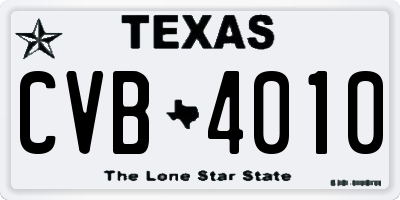 TX license plate CVB4010