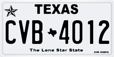 TX license plate CVB4012