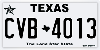 TX license plate CVB4013