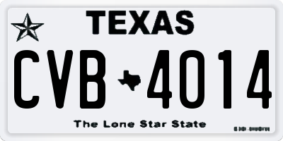 TX license plate CVB4014