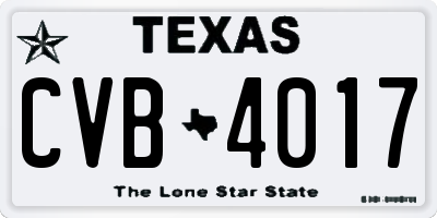 TX license plate CVB4017