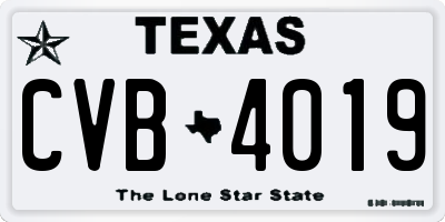 TX license plate CVB4019