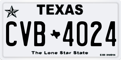 TX license plate CVB4024