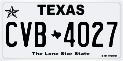 TX license plate CVB4027