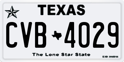 TX license plate CVB4029
