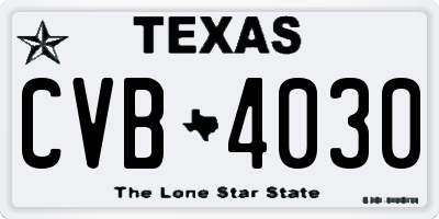 TX license plate CVB4030