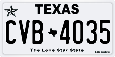 TX license plate CVB4035
