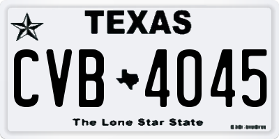 TX license plate CVB4045