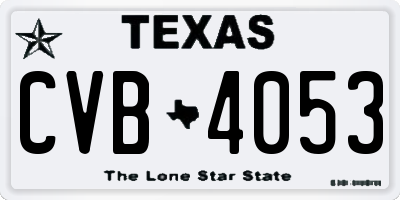 TX license plate CVB4053