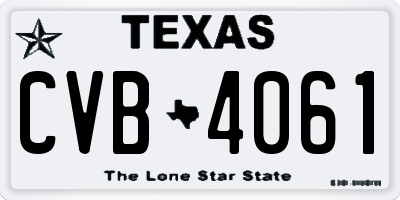 TX license plate CVB4061