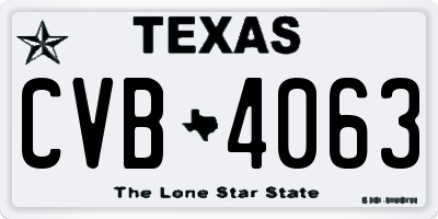 TX license plate CVB4063
