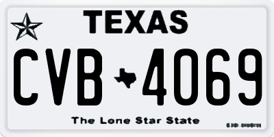 TX license plate CVB4069