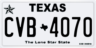 TX license plate CVB4070