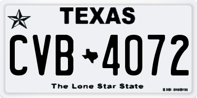 TX license plate CVB4072