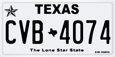 TX license plate CVB4074