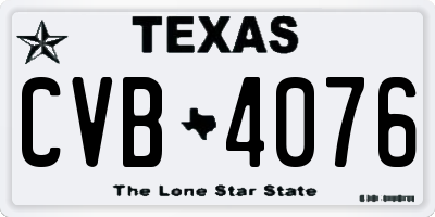 TX license plate CVB4076