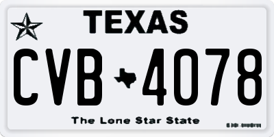 TX license plate CVB4078