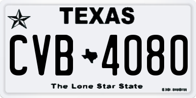 TX license plate CVB4080