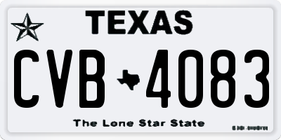 TX license plate CVB4083