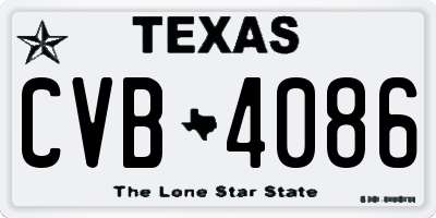 TX license plate CVB4086