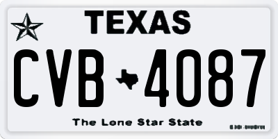TX license plate CVB4087