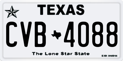 TX license plate CVB4088