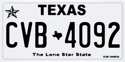 TX license plate CVB4092
