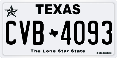 TX license plate CVB4093