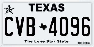 TX license plate CVB4096