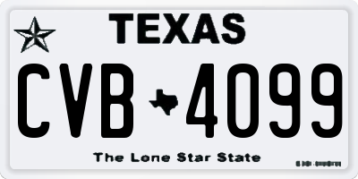 TX license plate CVB4099
