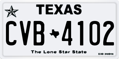 TX license plate CVB4102