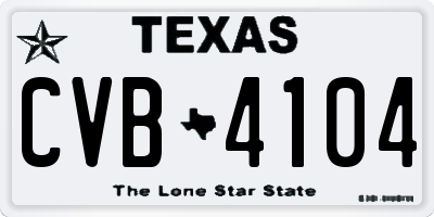 TX license plate CVB4104