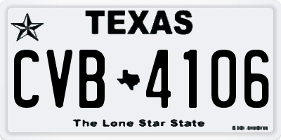 TX license plate CVB4106
