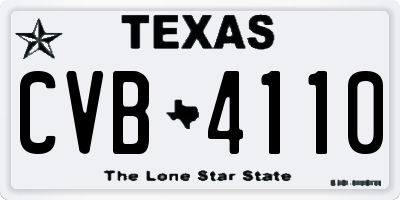 TX license plate CVB4110