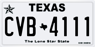 TX license plate CVB4111