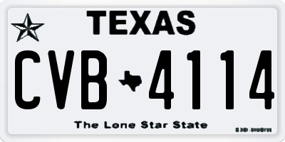 TX license plate CVB4114