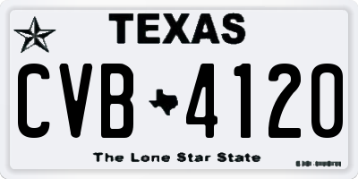 TX license plate CVB4120
