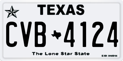 TX license plate CVB4124