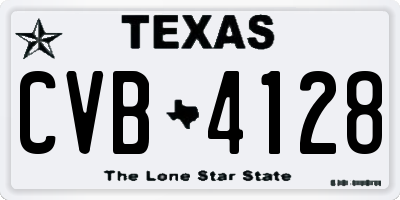 TX license plate CVB4128
