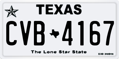 TX license plate CVB4167