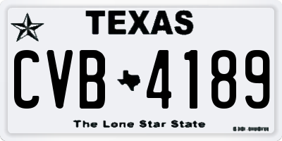 TX license plate CVB4189