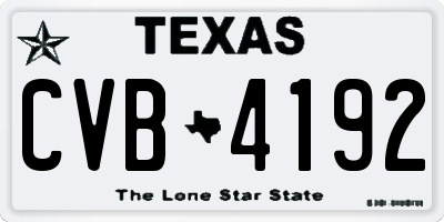 TX license plate CVB4192