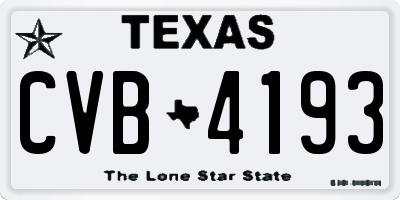 TX license plate CVB4193