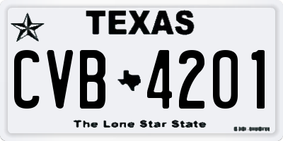 TX license plate CVB4201