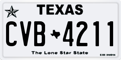 TX license plate CVB4211