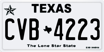 TX license plate CVB4223