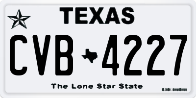 TX license plate CVB4227