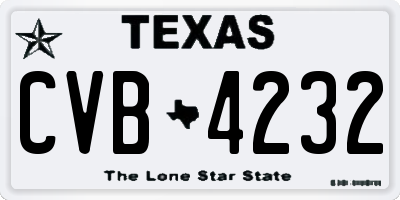 TX license plate CVB4232