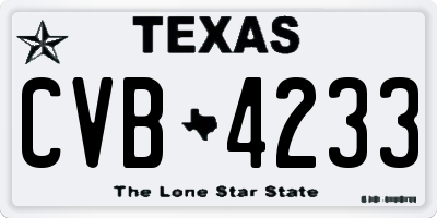 TX license plate CVB4233