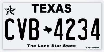 TX license plate CVB4234